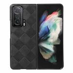 For Honor Magic V Weave Plaid PU Phone Case(Black)