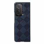 For Honor Magic V Weave Plaid PU Phone Case(Blue)