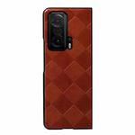 For Honor Magic V Weave Plaid PU Phone Case(Brown)
