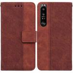 For Sony Xperia 1 III Geometric Embossed Leather Phone Case(Brown)