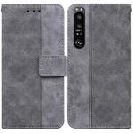 For Sony Xperia 1 III Geometric Embossed Leather Phone Case(Grey)