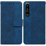 For Sony Xperia 1 III Geometric Embossed Leather Phone Case(Blue)