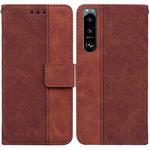For Sony Xperia 5 III Geometric Embossed Leather Phone Case(Brown)