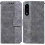 For Sony Xperia 5 III Geometric Embossed Leather Phone Case(Grey)