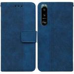 For Sony Xperia 5 III Geometric Embossed Leather Phone Case(Blue)