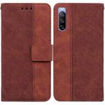 For Sony Xperia 10 III Geometric Embossed Leather Phone Case(Brown)