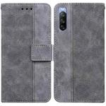 For Sony Xperia 10 III Geometric Embossed Leather Phone Case(Grey)