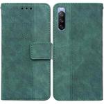 For Sony Xperia 10 III Geometric Embossed Leather Phone Case(Green)