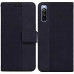 For Sony Xperia 10 III Geometric Embossed Leather Phone Case(Black)