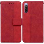 For Sony Xperia 10 III Geometric Embossed Leather Phone Case(Red)