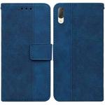 For Sony Xperia L3 Geometric Embossed Leather Phone Case(Blue)