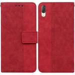 For Sony Xperia L3 Geometric Embossed Leather Phone Case(Red)