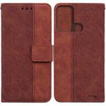 For ZTE Blade A52 Geometric Embossed Leather Phone Case(Brown)