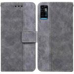 For ZTE Blade A72 / V40 Vita Geometric Embossed Leather Phone Case(Grey)