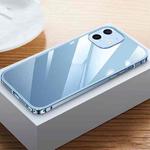 For iPhone 12 Metal Frame HD Transparent Phone Case(Sierra Blue)