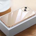 For iPhone 13 Metal Frame HD Transparent Phone Case(Gold)