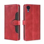 For Samsung Galaxy A03 Core Skin Feel Straw Hat Magnetic Buckle Leather Phone Case(Red)