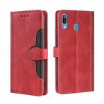 For Samsung Galaxy A30 JP Version Skin Feel Straw Hat Magnetic Buckle Leather Phone Case(Red)