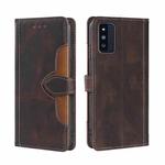 For Samsung Galaxy F52 5G Skin Feel Straw Hat Magnetic Buckle Leather Phone Case(Brown)