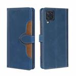 For Samsung Galaxy M32 India Version Skin Feel Straw Hat Magnetic Buckle Leather Phone Case(Blue)