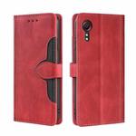 For Samsung Galaxy Xcover 5 Skin Feel Straw Hat Magnetic Buckle Leather Phone Case(Red)