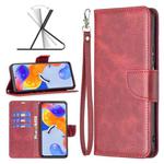 For Xiaomi Redmi Note 11 Pro International Version Lambskin Texture Pure Color Horizontal Flip Leather Phone Case(Red)