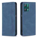 For OPPO Realme 9 Pro Magnetic RFID Blocking Anti-Theft Leather Case with Holder & Card Slots & Wallet(Blue)