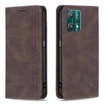 For OPPO Realme 9 Pro Magnetic RFID Blocking Anti-Theft Leather Case with Holder & Card Slots & Wallet(Brown)