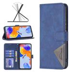 For Xiaomi Redmi Note 11 Pro International Version Rhombus Texture Magnetic Buckle Horizontal Flip Leather Phone Case(Blue)
