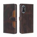 For Xiaomi Redmi K40 Gaming Skin Feel Straw Hat Magnetic Buckle Leather Phone Case(Brown)
