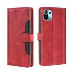 For Xiaomi Mi 11 Skin Feel Straw Hat Magnetic Buckle Leather Phone Case(Red)