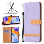 For Xiaomi Redmi Note 11 Pro International Version Color Matching Denim Texture Leather Phone Case(Purple)