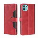 For Motorola Edge 20 Lite Skin Feel Straw Hat Magnetic Buckle Leather Phone Case(Red)