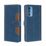 For Motorola Edge 20 Pro / S Pro Skin Feel Straw Hat Magnetic Buckle Leather Phone Case(Blue)