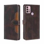 For Motorola Moto G30 Skin Feel Straw Hat Magnetic Buckle Leather Phone Case(Brown)