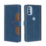 For Motorola Moto G31 / G41 Skin Feel Straw Hat Magnetic Buckle Leather Phone Case(Blue)