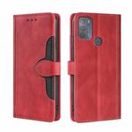For Motorola Moto G50 Skin Feel Straw Hat Magnetic Buckle Leather Phone Case(Red)
