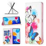 For Xiaomi Redmi Note 11 International Version Colored Drawing Pattern Invisible Magnetic Horizontal Flip Leather Phone Case(Two Butterflies)