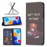 For Xiaomi Redmi Note 11 International Version Colored Drawing Pattern Invisible Magnetic Horizontal Flip Leather Phone Case(Bear)