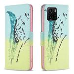 For vivo Y15s Colored Drawing Pattern Leather Phone Case(Feather Birds)