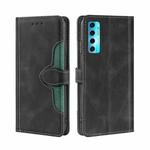 For TCL 20 Pro 5G Skin Feel Straw Hat Magnetic Buckle Leather Phone Case(Black)