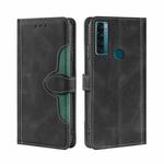 For TCL 20 SE Skin Feel Straw Hat Magnetic Buckle Leather Phone Case(Black)