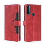 For TCL 20 SE Skin Feel Straw Hat Magnetic Buckle Leather Phone Case(Red)