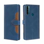 For TCL 20 SE Skin Feel Straw Hat Magnetic Buckle Leather Phone Case(Blue)