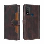 For TCL 20R 5G / Bremen / 20AX 5G Skin Feel Straw Hat Magnetic Buckle Leather Phone Case(Brown)