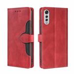 For LG Velvet Skin Feel Straw Hat Magnetic Buckle Leather Phone Case(Red)