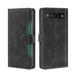 For Google Pixel 6a Skin Feel Straw Hat Magnetic Buckle Leather Phone Case(Black)