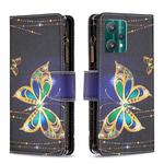 For OPPO Realme 9 Pro Colored Drawing Pattern Zipper Horizontal Flip Leather Phone Case with Holder & Card Slots & Wallet(Big Butterfly)
