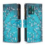 For OPPO Realme 9 Pro Colored Drawing Pattern Zipper Horizontal Flip Leather Phone Case with Holder & Card Slots & Wallet(Plum Blossom)
