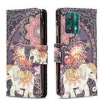 For OPPO Realme 9 Pro Colored Drawing Pattern Zipper Horizontal Flip Leather Phone Case with Holder & Card Slots & Wallet(Flower Elephants)